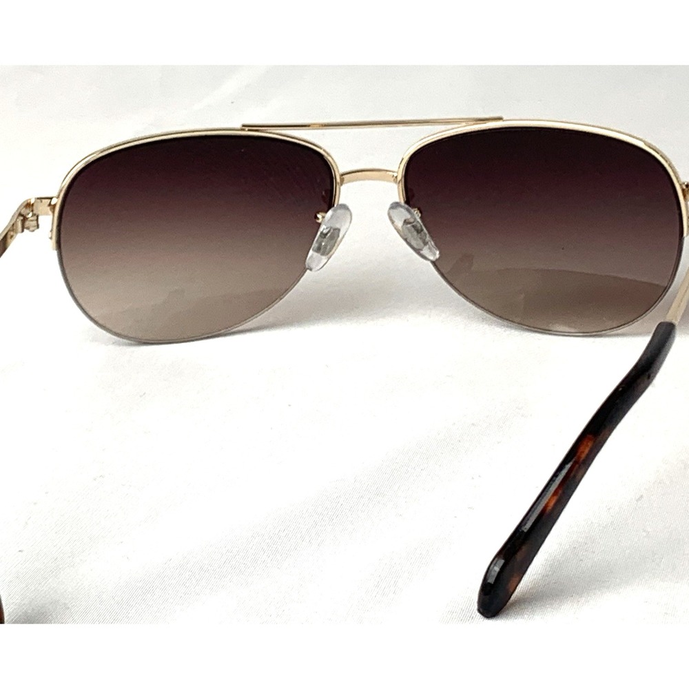 Fossil Aviator Sunglasses Womens Brown Gradient Lens Partial Rim FW5-60-14-140 - Picture 8 of 11
